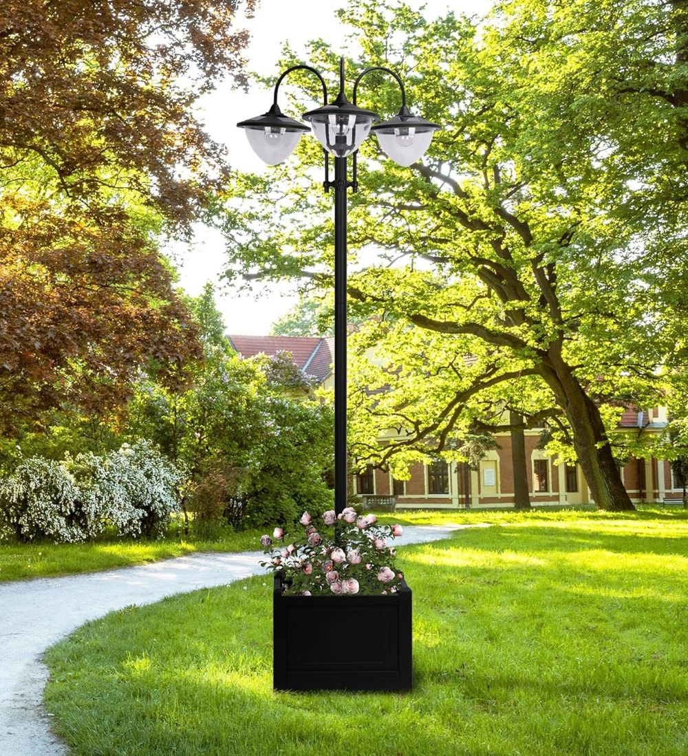 10. Farola Solar de 3 Brazos con Jardinera Aigostar