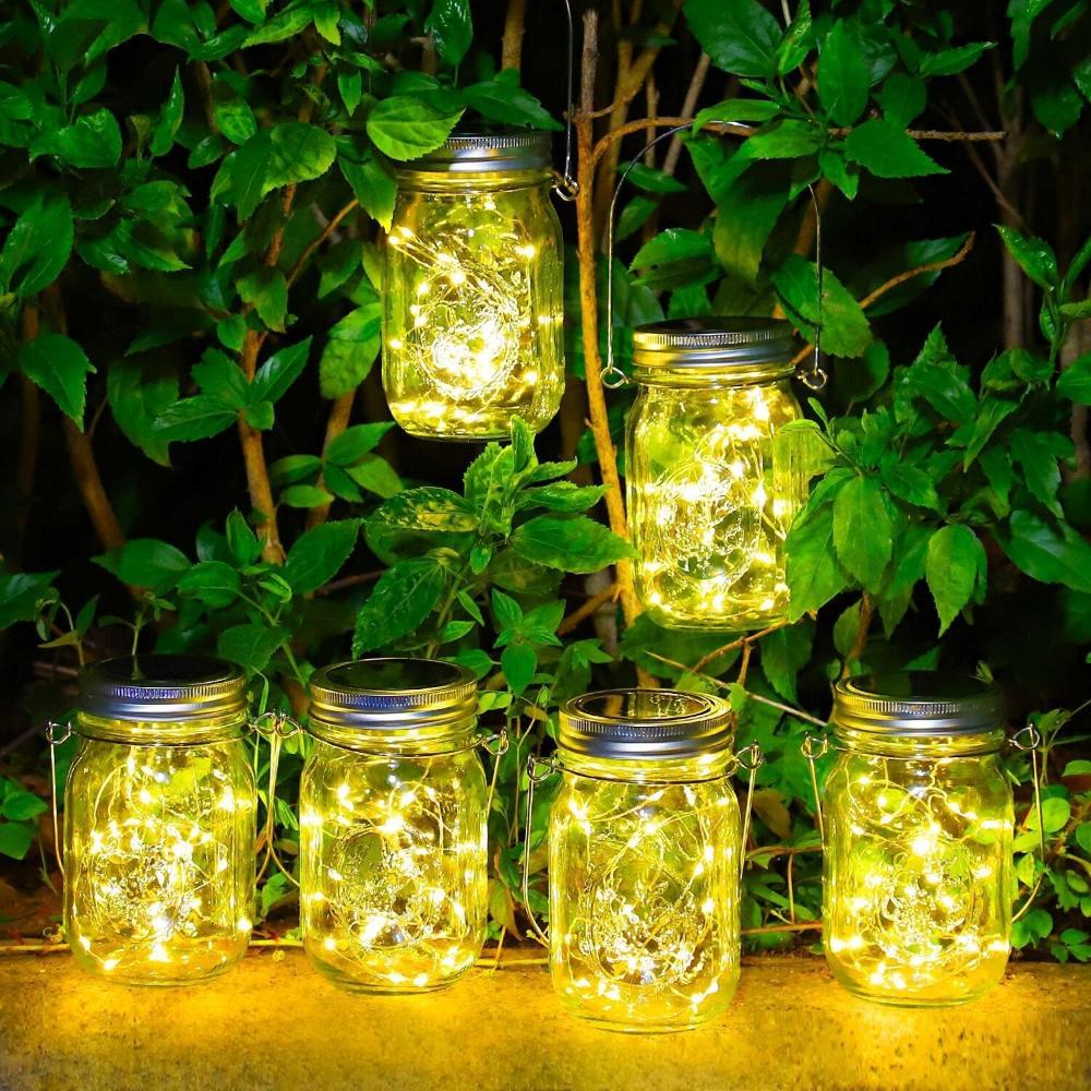 6. Tarros solares con luces LED, para colgar o iluminación de sobremesa