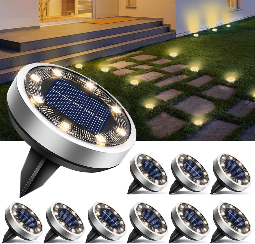 10. Luces empotrables (tipo disco), estética minimalista para marcar caminos